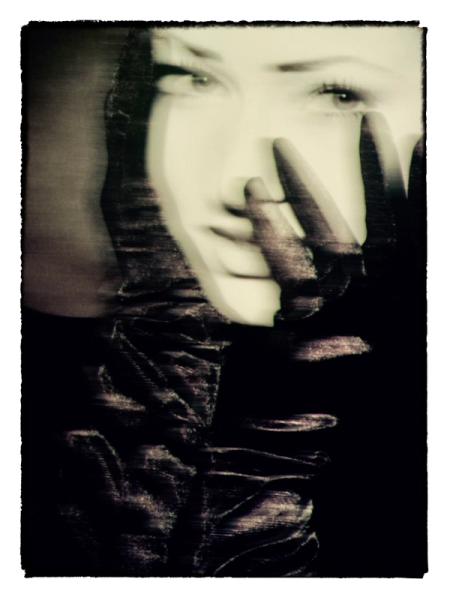Manfred Vogelsänger analogue photography women portrait with hands in front of face