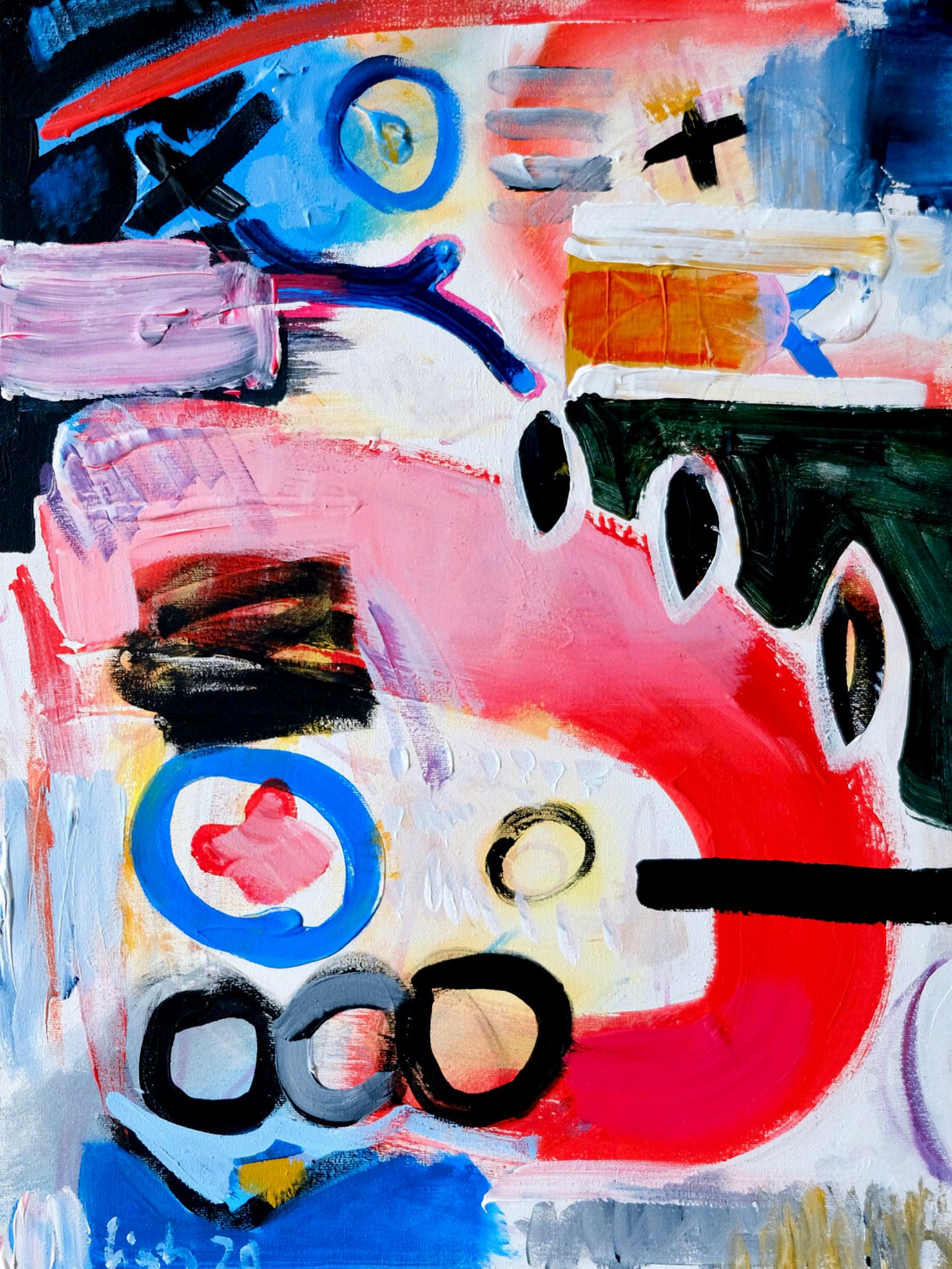 MECESLA Maciej Cieśla, „Abstract painting 12", Abstraktes Farbenfrohes Gemälde auf Leinwand 