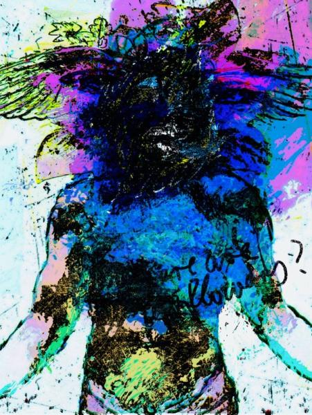 Klaus Heckhoff abstract painting illustration man with wing head