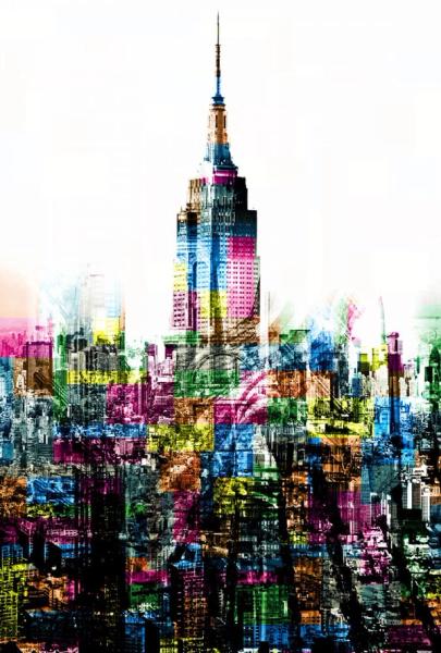 Jörg Conrad Collage Komposition New York Hochhaus Stadt Aussicht in bunt