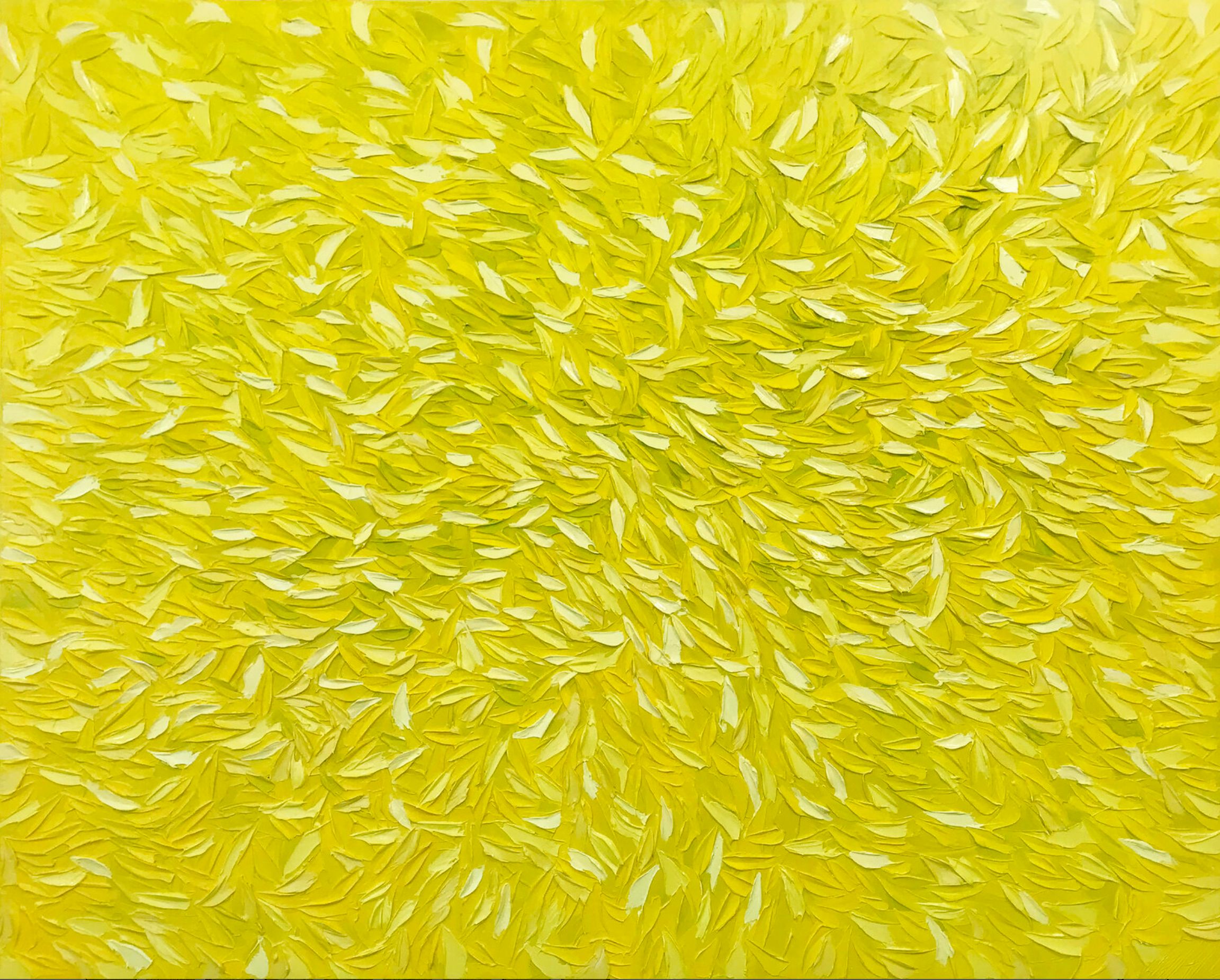 Oliver Messas "Lumière d'été..." Peinture abstraite feuilles jaunes
