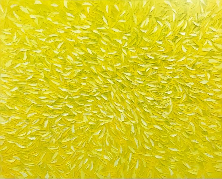 Oliver Messas "Lumière d'été..." Abstrakte Malerei gelbe Blätter