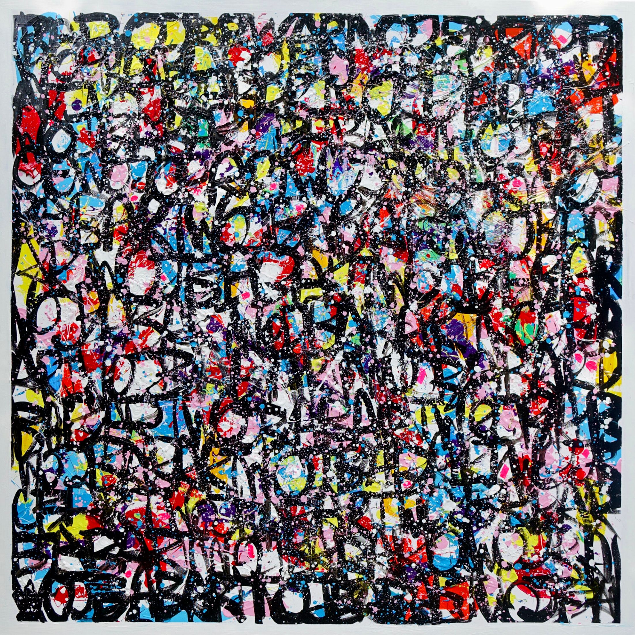 Wojtek Babski, "Graffiti abstracto 3", Pintura pop art abstracta de gran formato sobre lienzo