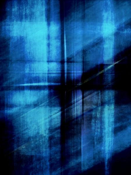 Fotografie, Scanografie von Michael Monney alias acylmx, Abstraktes Bild in Blau und Schwarz