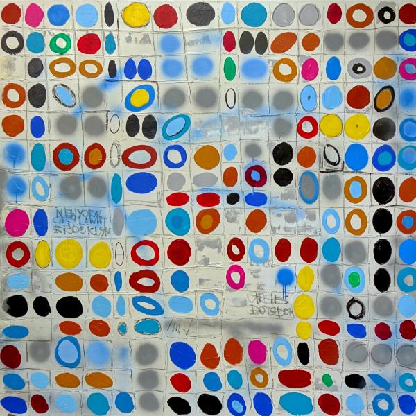 Wojtek Babski, „Circles 2“, Kreise und Punkte, großformatiges Pop-Art Gemälde auf Leinwand