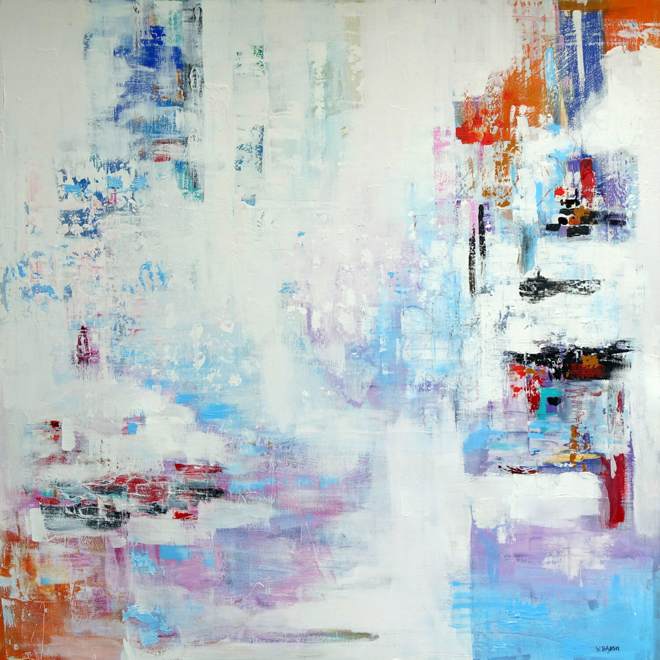 Wojtek Babski, "White Abstract", Peinture abstraite sur toile