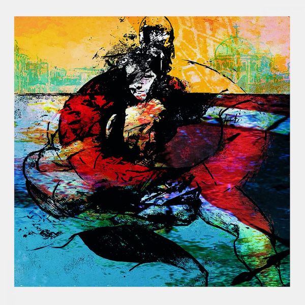 Klaus Heckhoff pintura abstracta ilustración persona en el agua con cinturón salvavidas