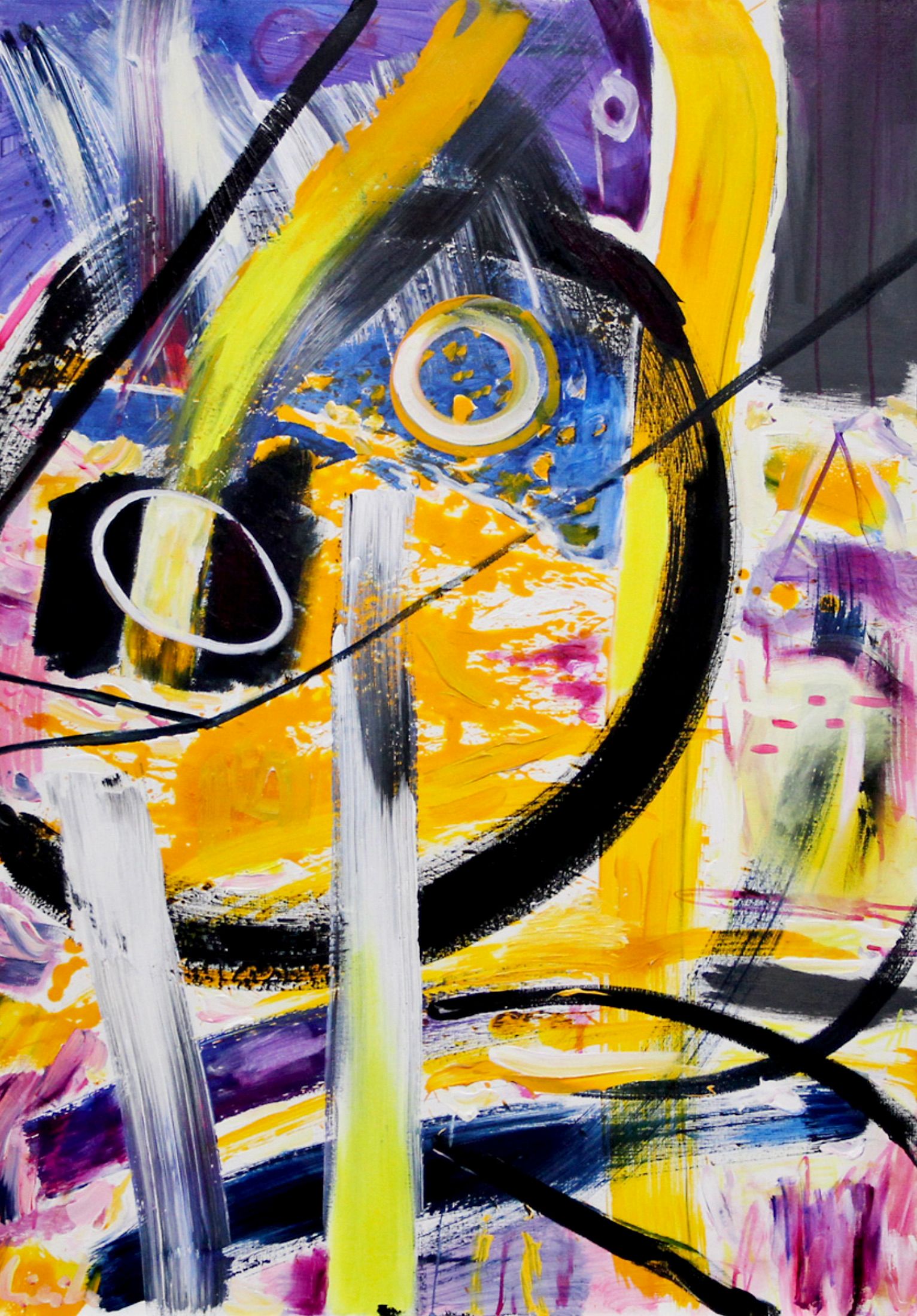 MECESLA Maciej Cieśla, "Cuadro inspirado en la música-Fatboy Slim", Pintura abstracta de colores sobre lienzo