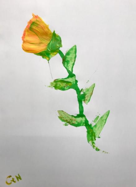 "Bis die Sonne knackt die Knospe" der Künstlerin Caroline te Neues, ist eine figurative abstrakte Blumenmalerei. Zu erwerben bei der online Galerie www.galleristic.com 