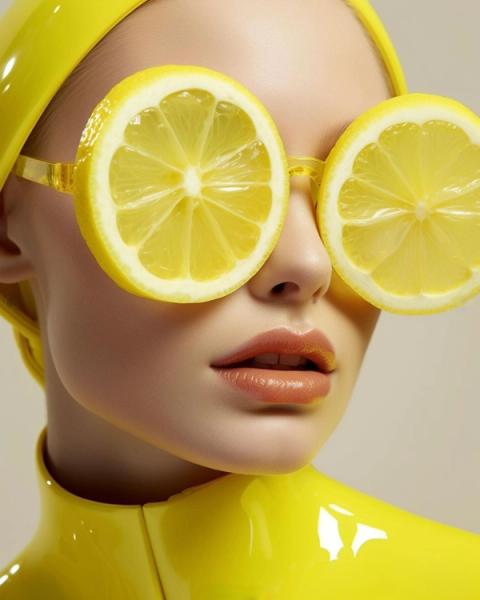 Bonny Carrera's AI-generated portrait image ‘Lemon’ shows a woman with lemon glasses.