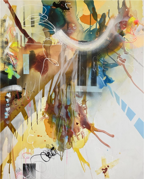 Bea G Schuberts "Dreaming No.1 Painting" ist ein abstraktes farbenfrohes Gemälde auf Leinwand.