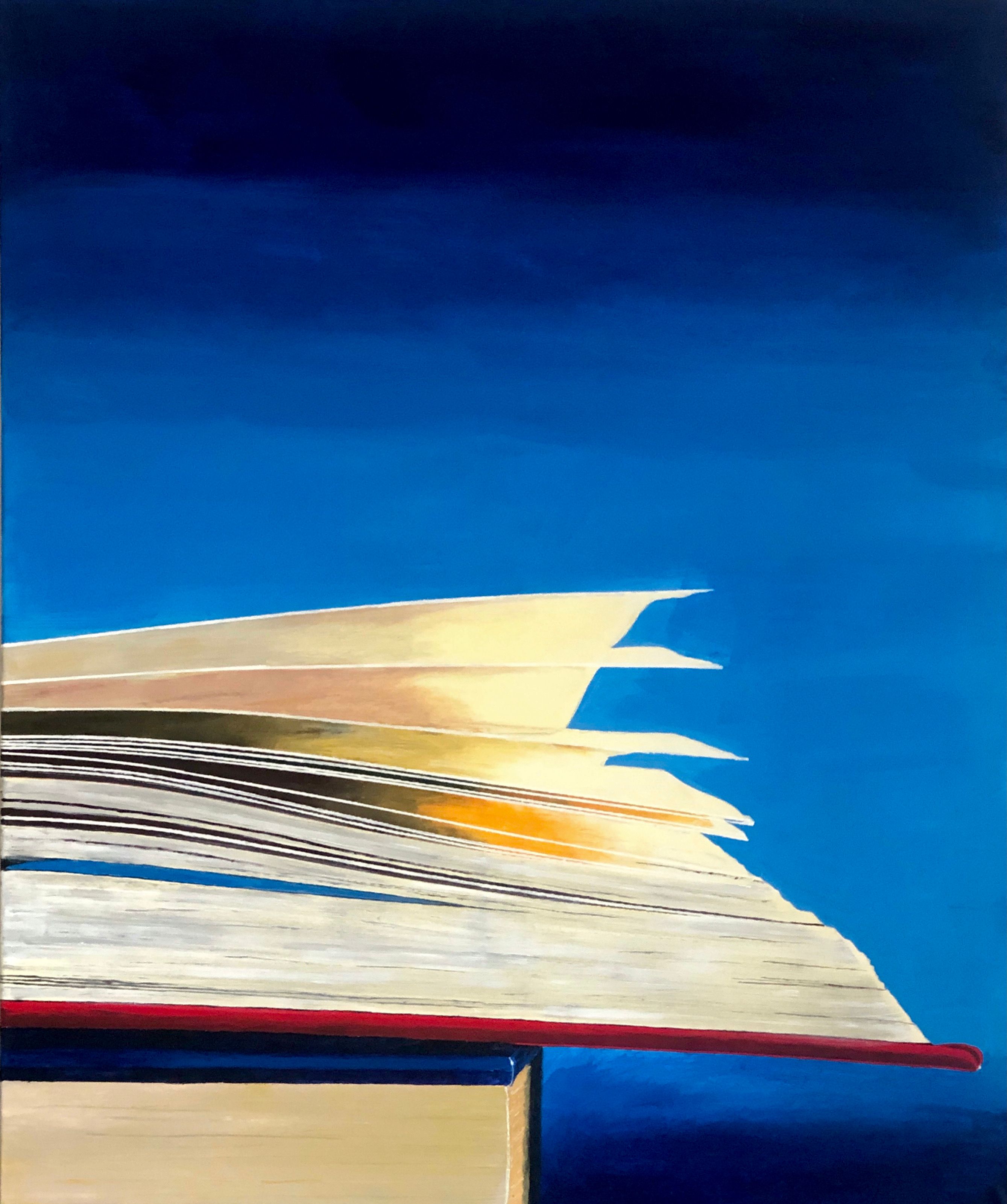 Rolf Gnauck "VV" Detallada pintura en color de gran formato de un libro abierto