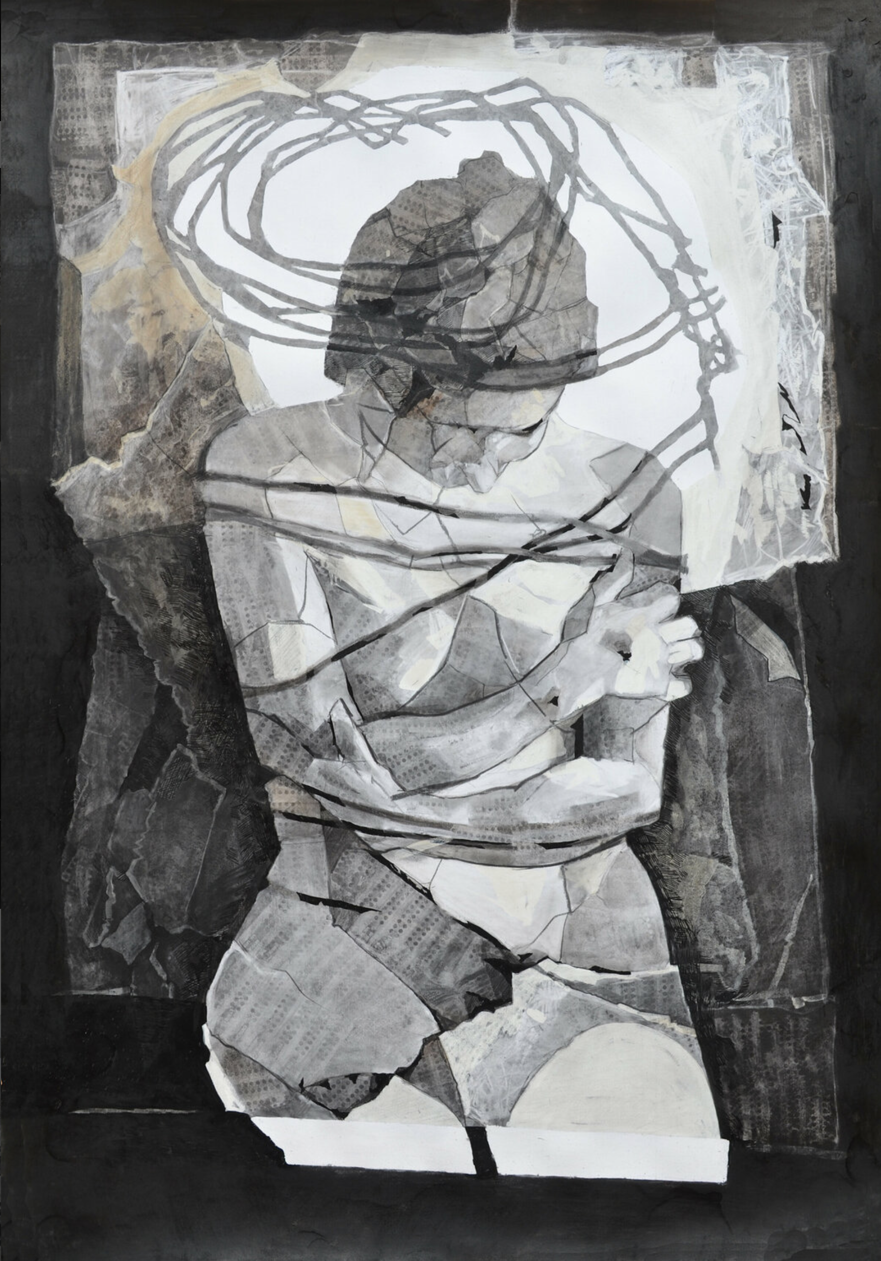 Melinda Matyas ist eine ungarische Malerin mit Sitz in London. Ihr  Figuratives expressionistischer Frauenakt "Nimbus" ist erstellt mit Tinte und Kohle auf Fabriano-Baumwollpapier