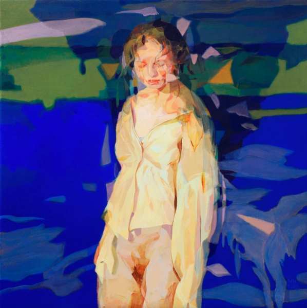 Melinda Matyas ist eine ungarische Malerin mit Sitz in London. Ihr  Figuratives expressionistisches Frauenaktgemälde "Before dusk sets in" ist gemalt mit Acryl auf Leinwand. 