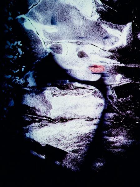 Manfred Vogelsänger abstract analogue photography distorted woman portrait with shoulder