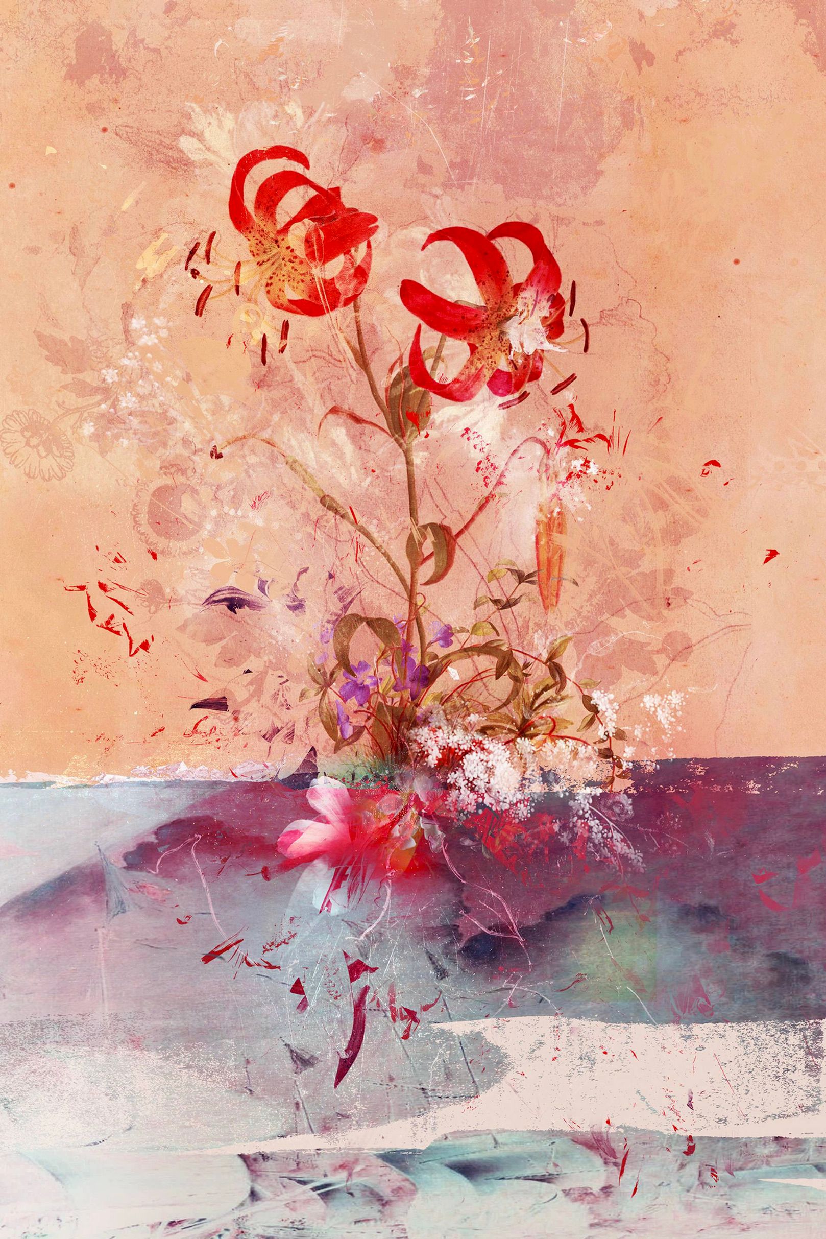 Teis Albers pintura abstracta lirio rojo