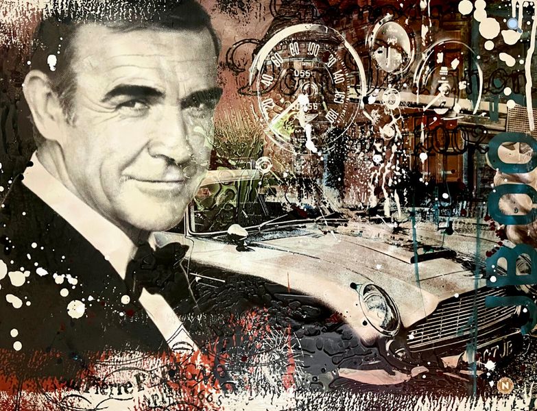 Nathali von Kretschmann Photo Collage Sean Connery as James Bond 007 and Car