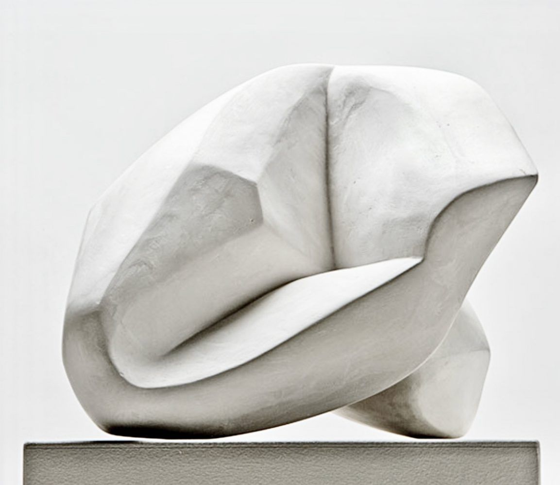 Carola Eggeling Sculpture en plâtre blanc sphérique entrelacé