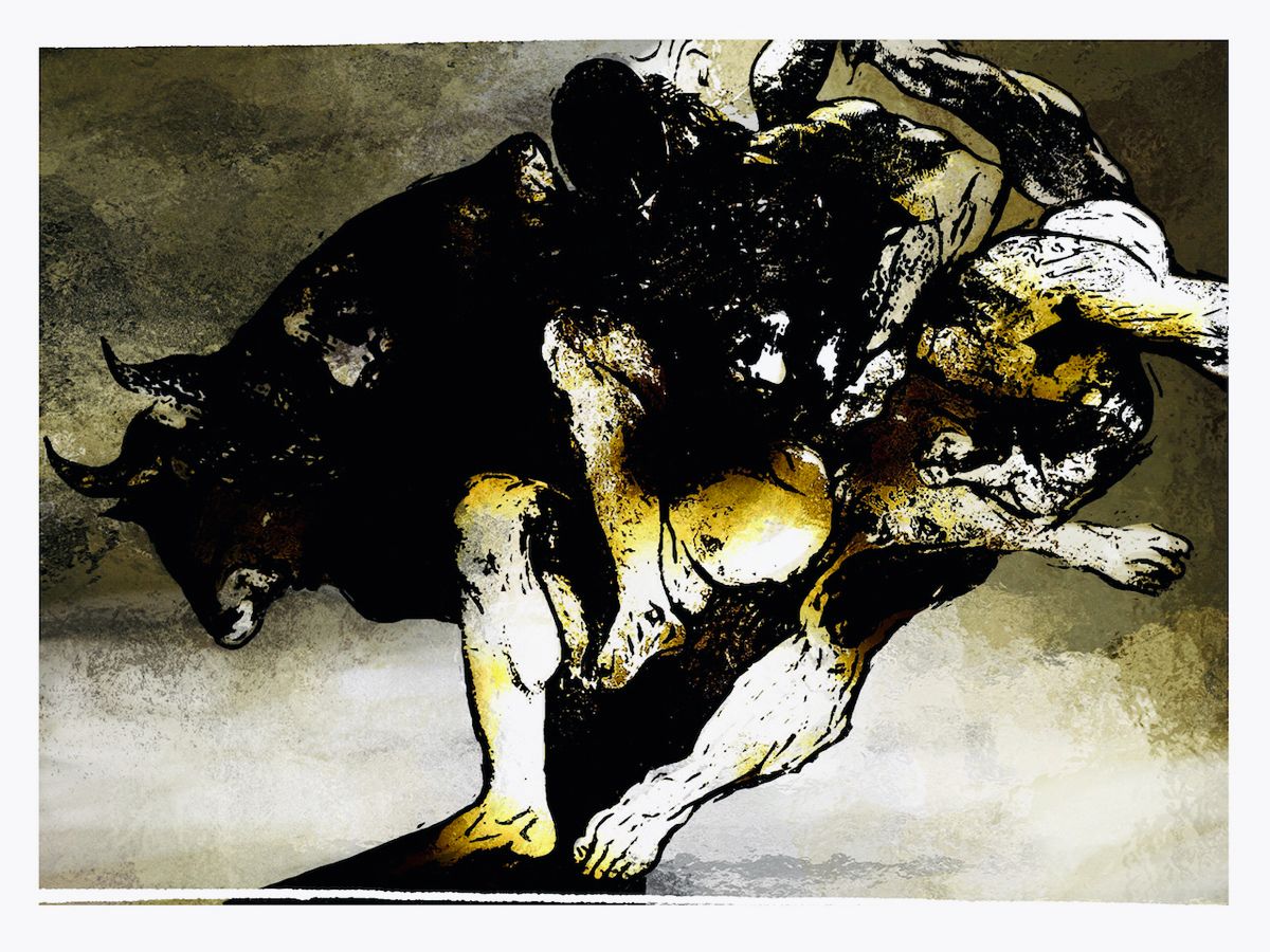 Klaus Heckhoff pittura astratta illustrazione toro e arti