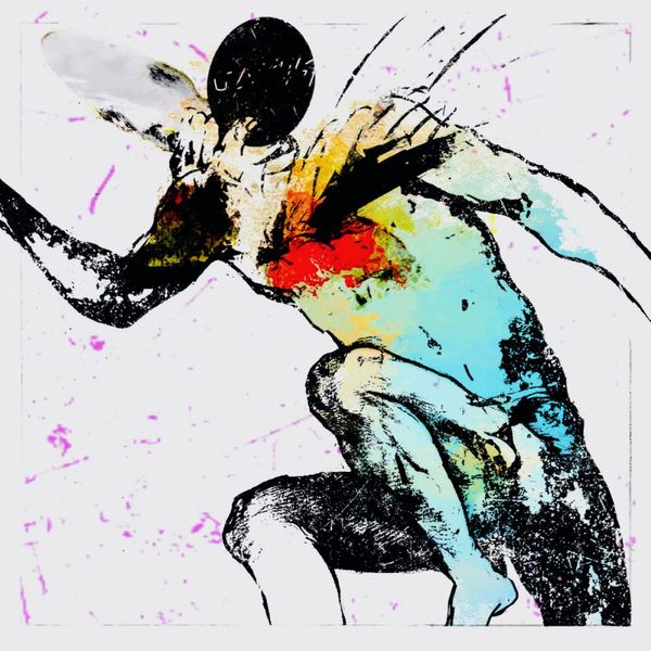 Klaus Heckhoff abstract painting illustration body with colourful paint