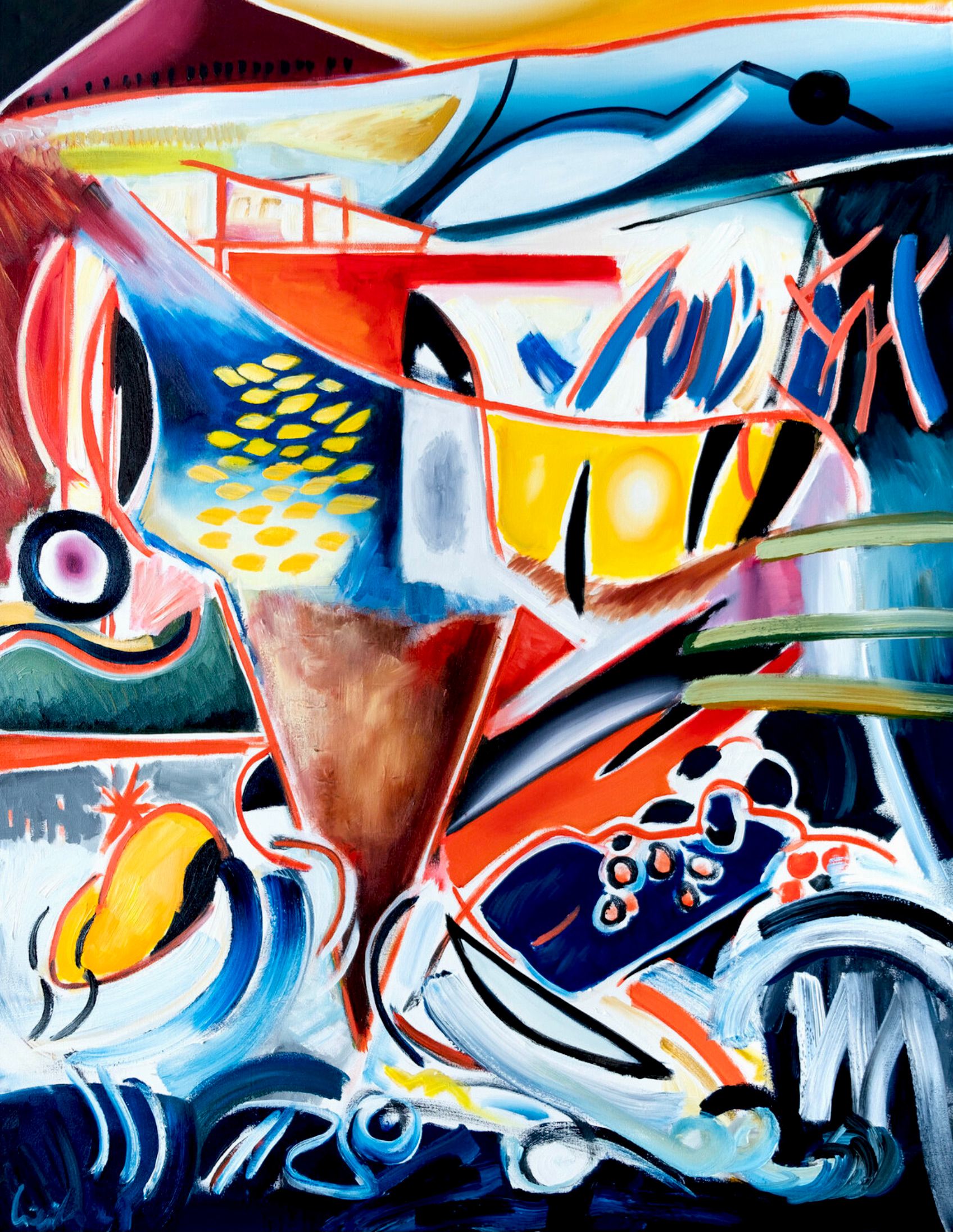 MECESLA Maciej Cieśla, „Punter Ala Italy in abstract forms", Abstraktes Farbenfrohes Gemälde auf Leinwand 