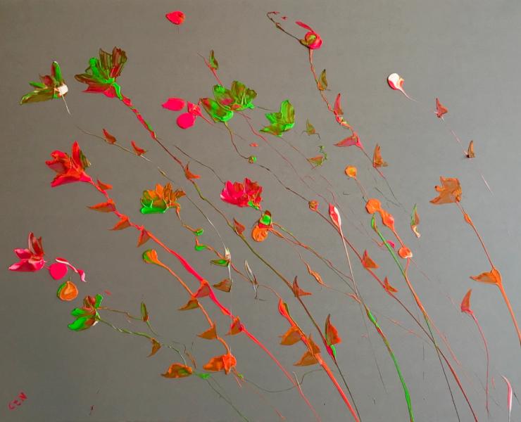 "Moment mal" der Künstlerin Caroline te Neues, ist eine figurative abstrakte Blumenmalerei. Zu erwerben bei der online Galerie www.galleristic.com 