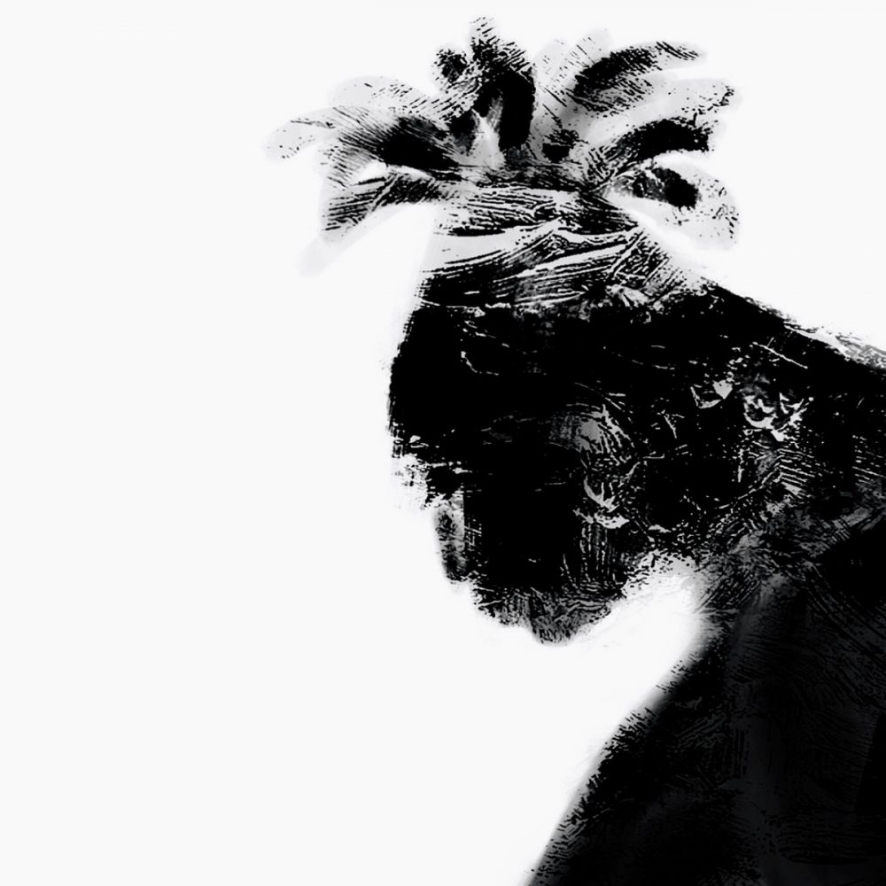 Zoko dessin numérique portrait abstrait de profil homme avec palmier