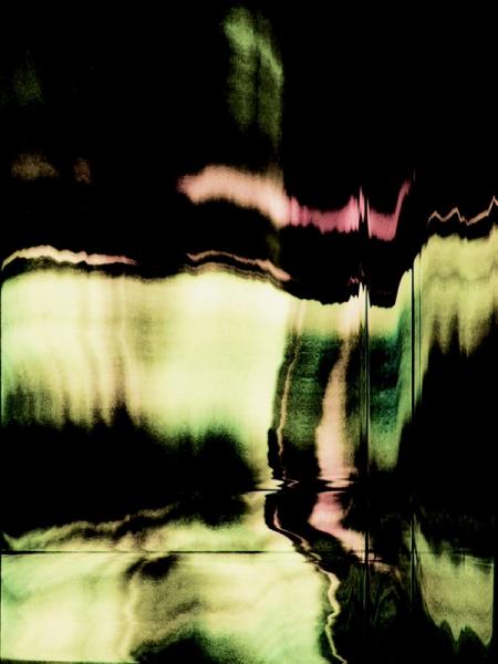 Fotografie, Scanografie von Michael Monney alias acylmx, Abstraktes Bild in Grün und Pink 