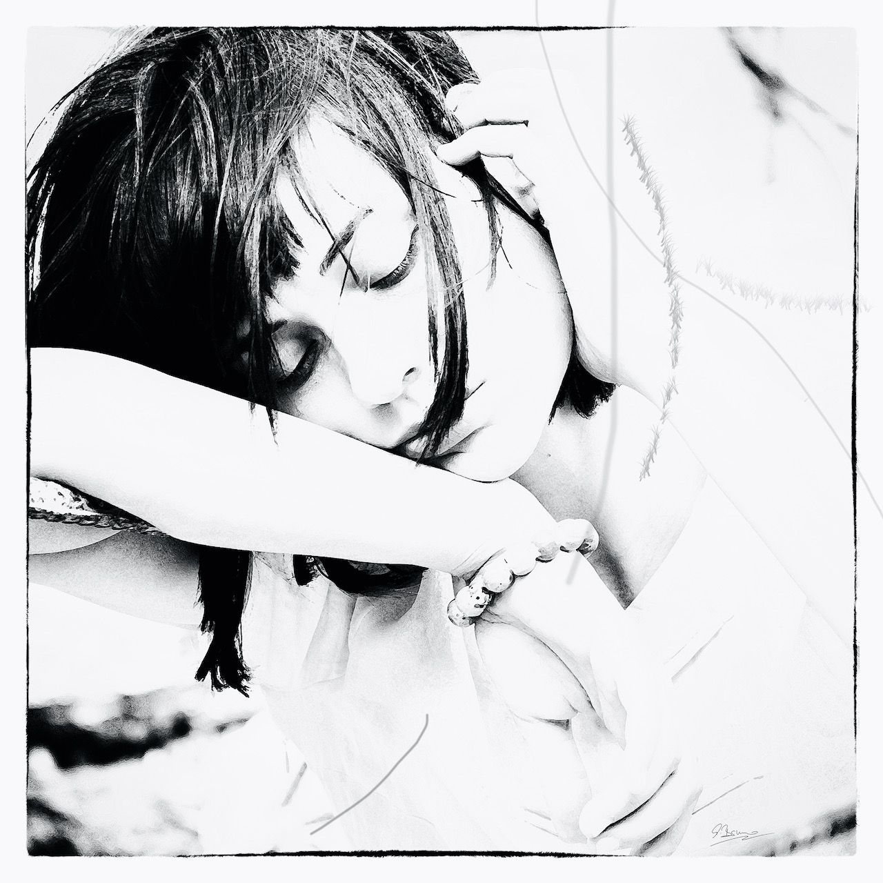 Ute Bruno photographie noir et blanc Portrait femme endormie