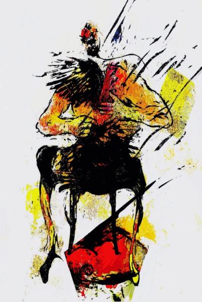 Klaus Heckhoff abstract painting illustration person with animal legs