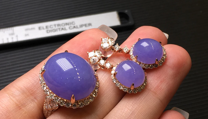 Purple / Lavender Jadeite Ring and Earrings
