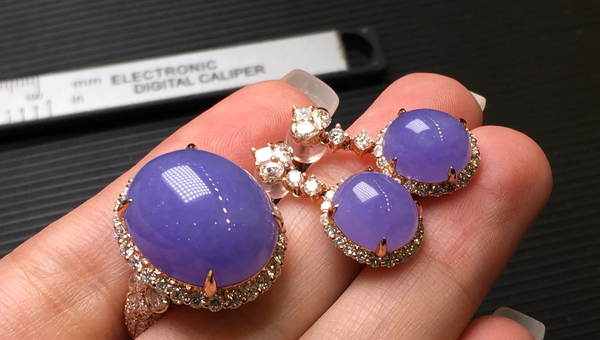 Purple / Lavender Jadeite Ring and Earrings