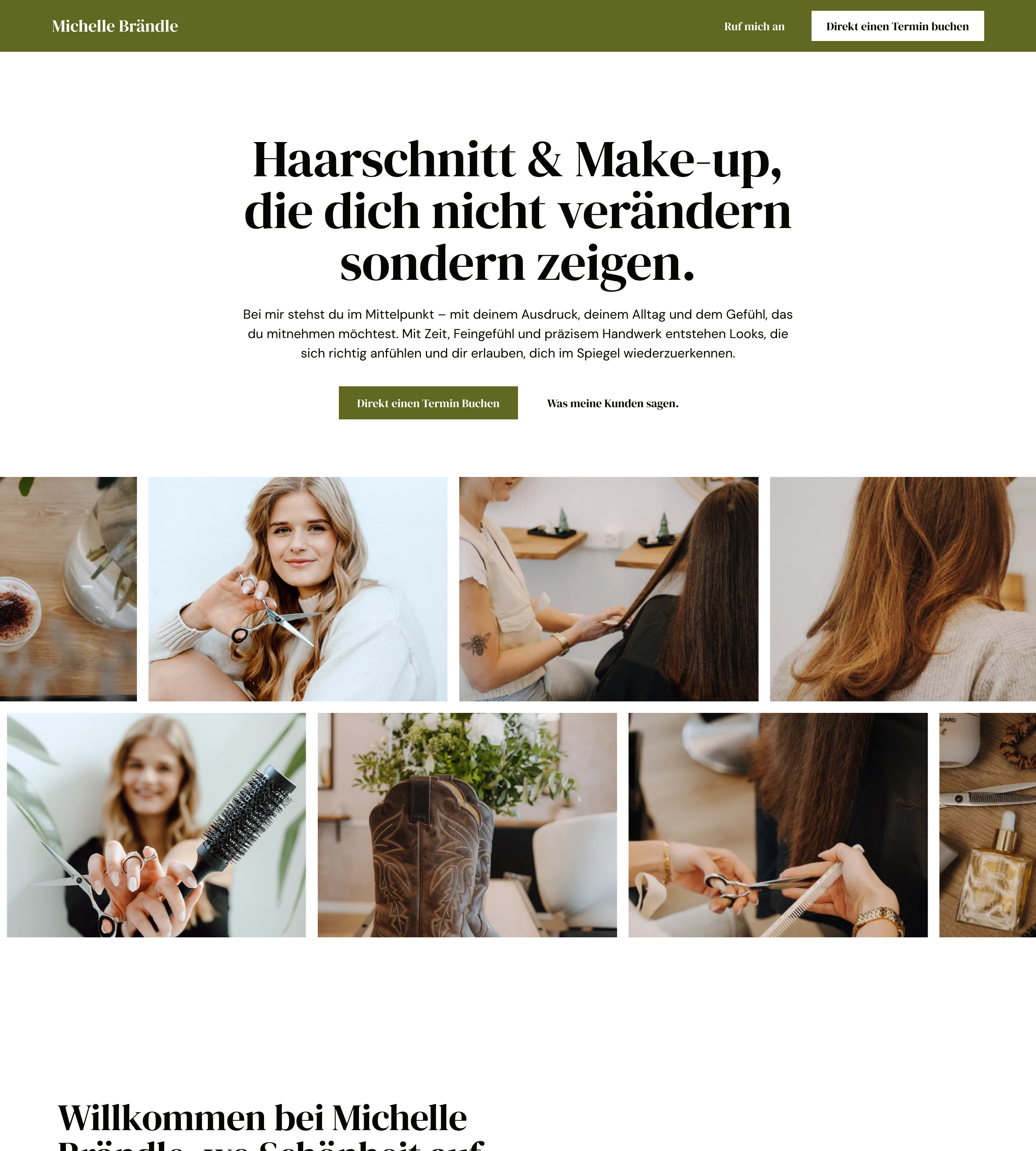 Startseite mit Titel, Einleitung und einem Raster aus Bildern aus dem Salon