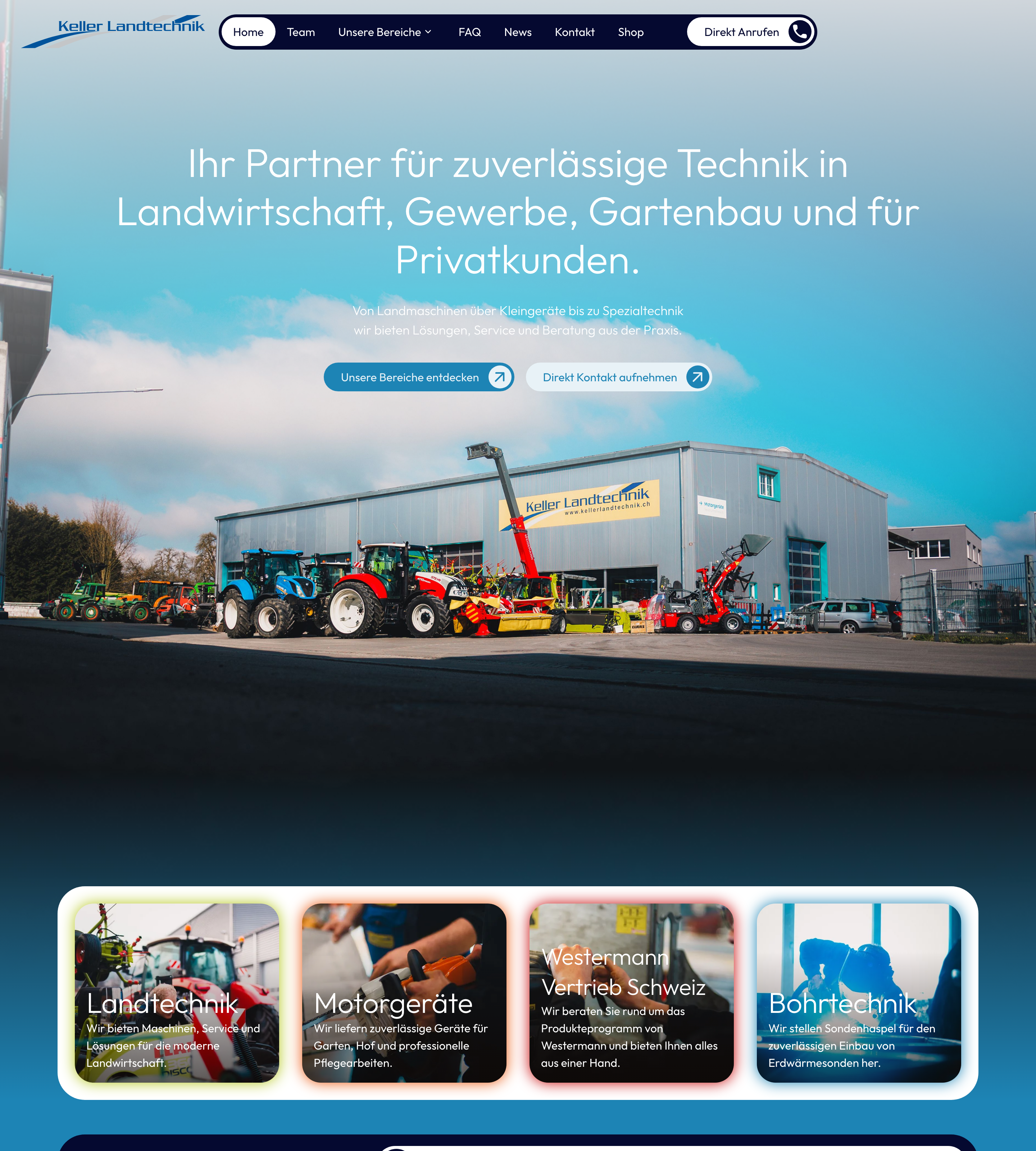 Die Dachseite mit den vier Bereichen als eigene Karten unter dem Titel