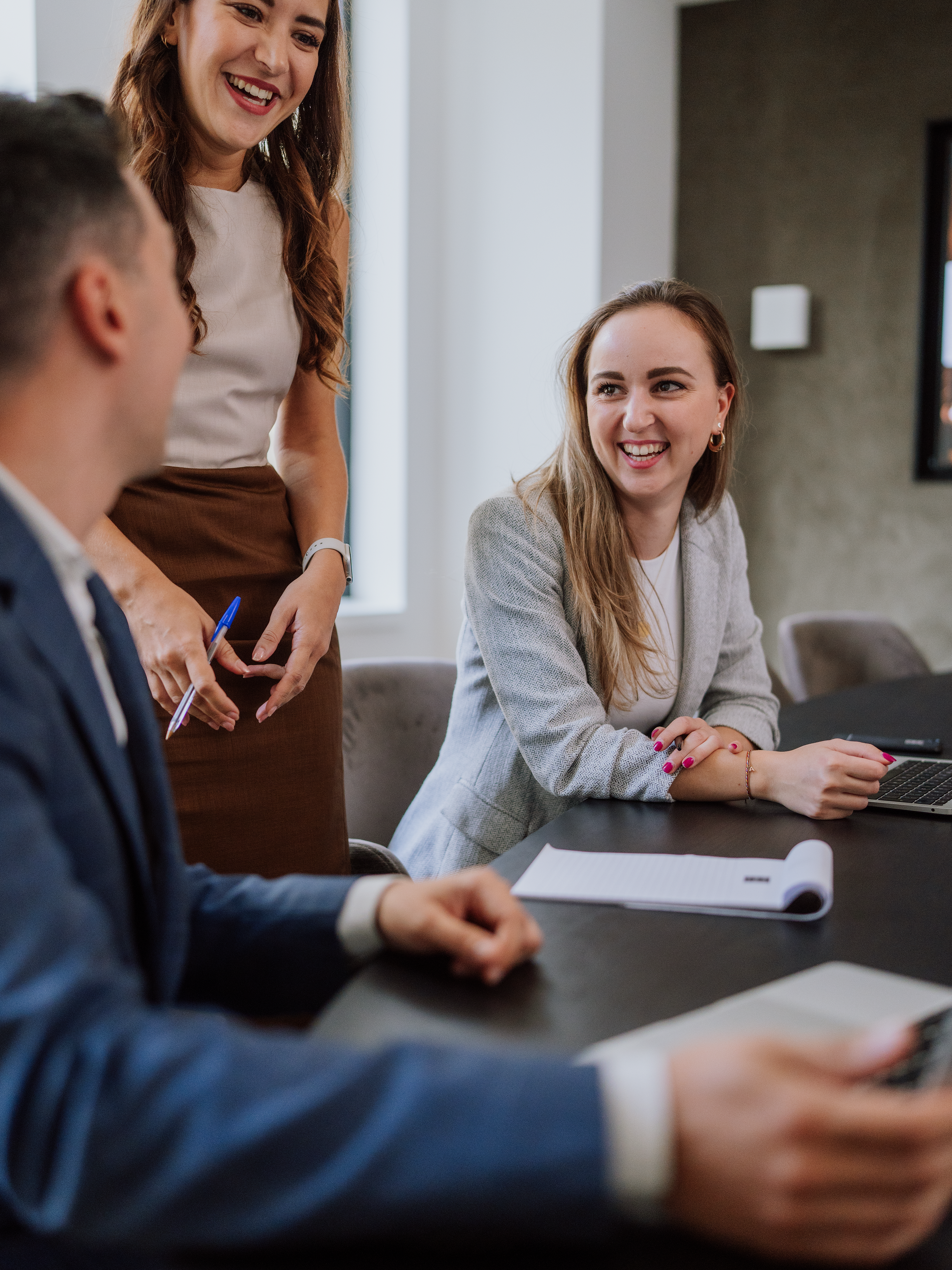 Two employees connecting