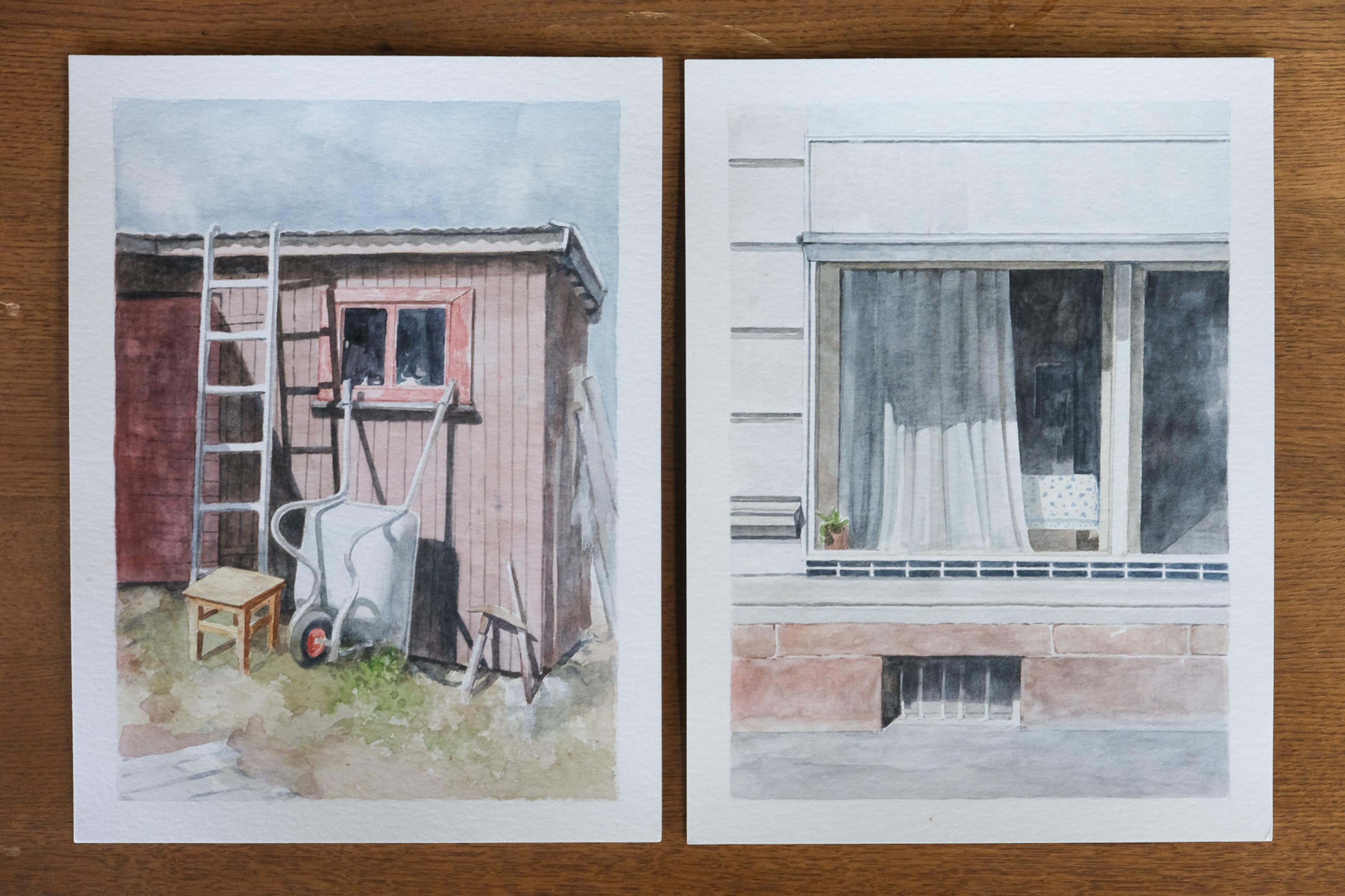 Two of Nicolay's watercolor works. 