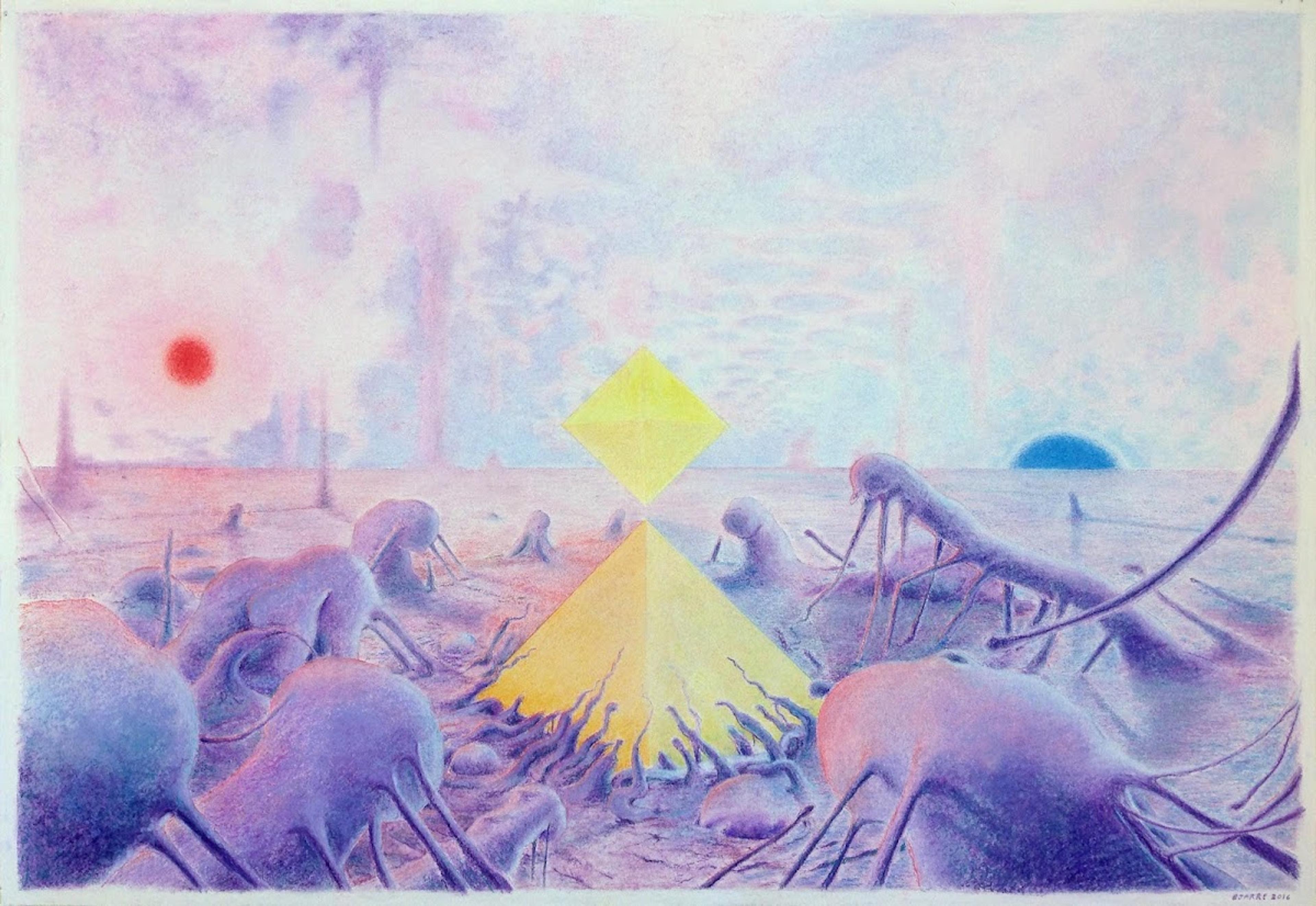 Solaris (Fantasy Landscape no.8), 2016, Pastel on paper, framed, 78 × 54 cm (aquired by the National Museum)