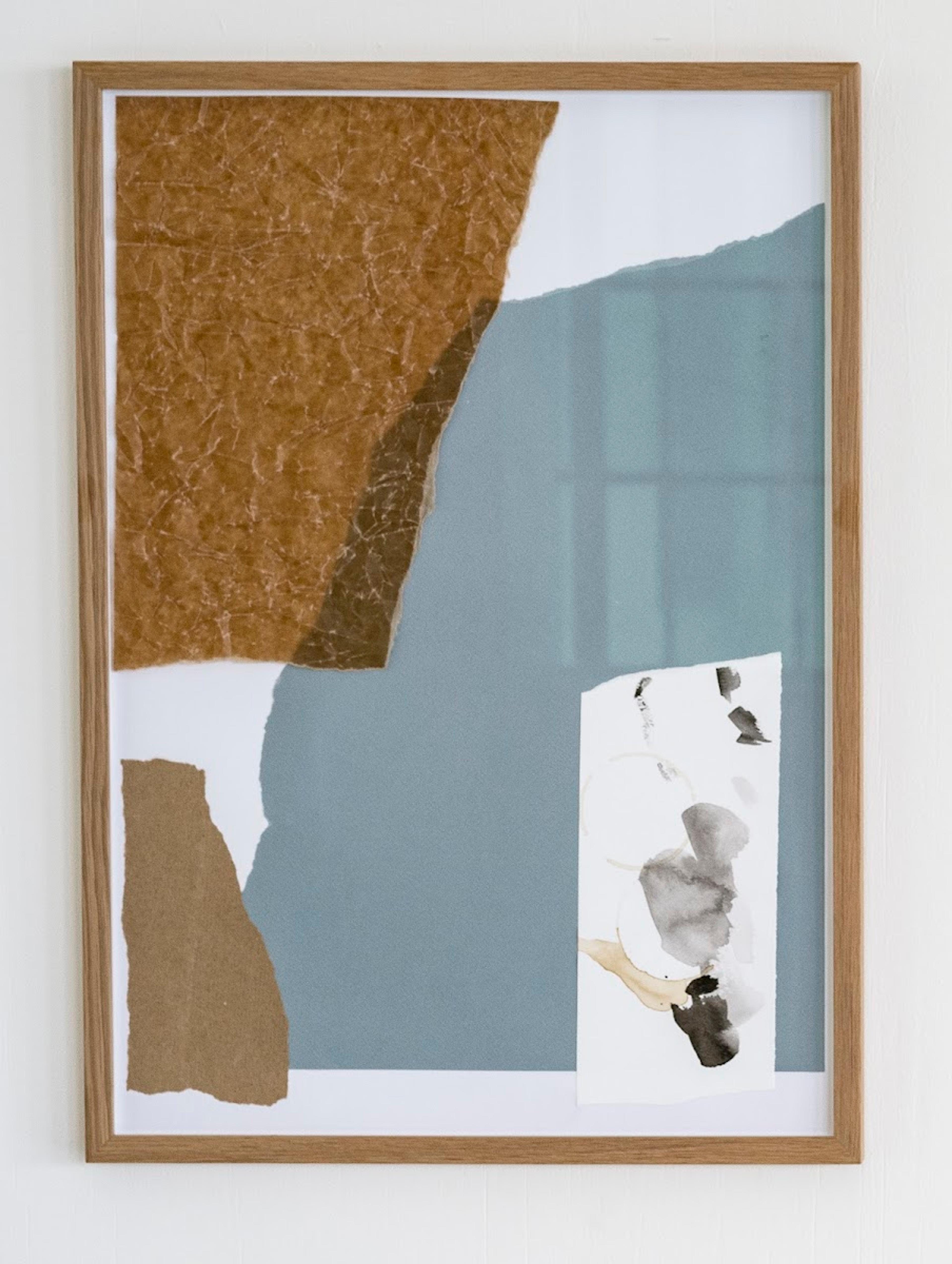 Petra Rahm - Dagane (1), 2022, paper collage, part of a series of eight works. Framed with museum glass. 42×60 cm