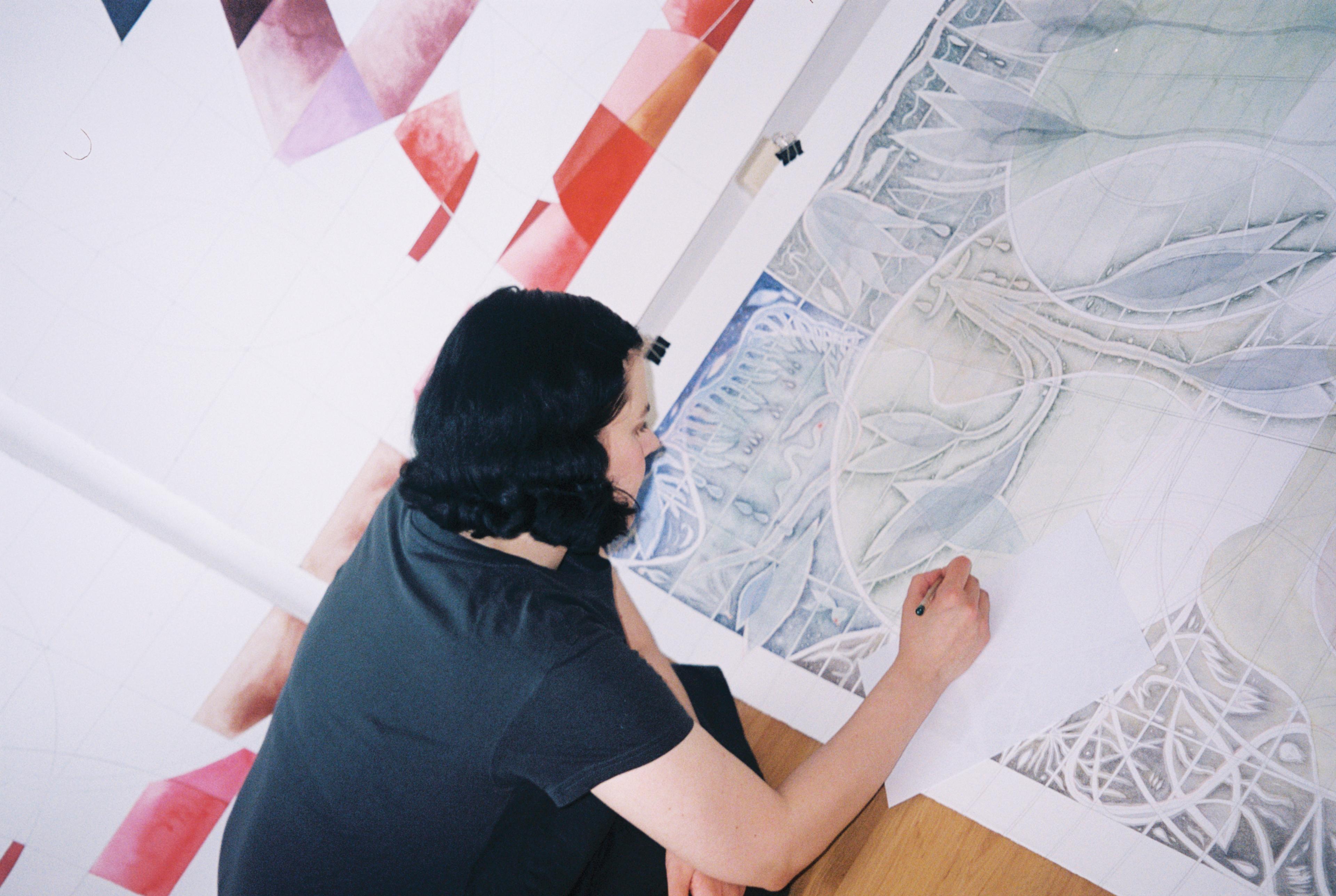 Solveig Bergene working in her studio. Photo: Hanne Jones Solfjeld