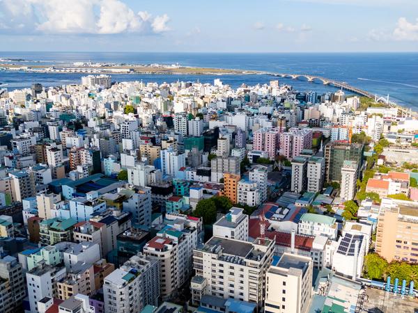 Aerial view of Malé city skyline