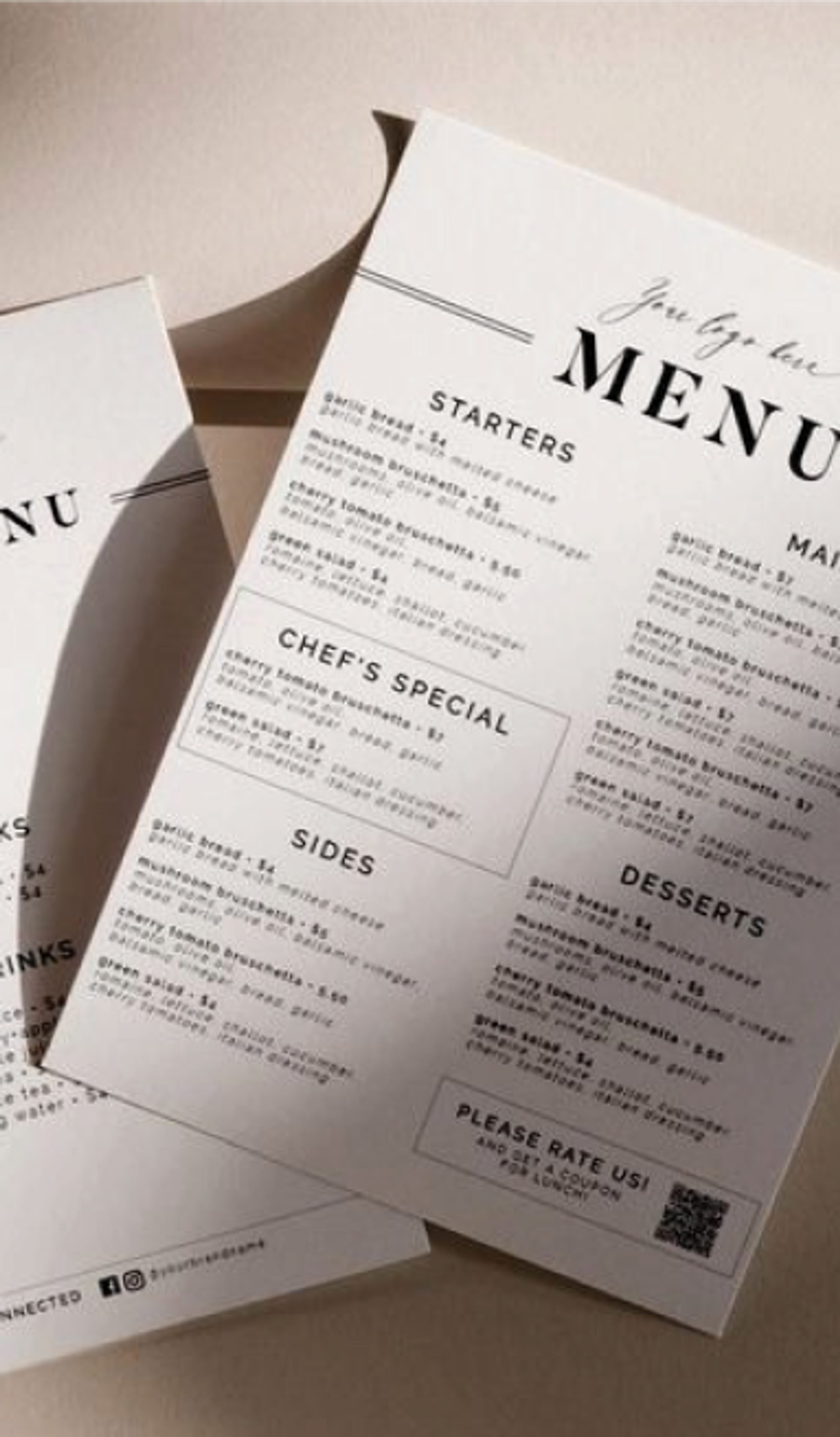 Imagem de uma cardápio de restaurante.