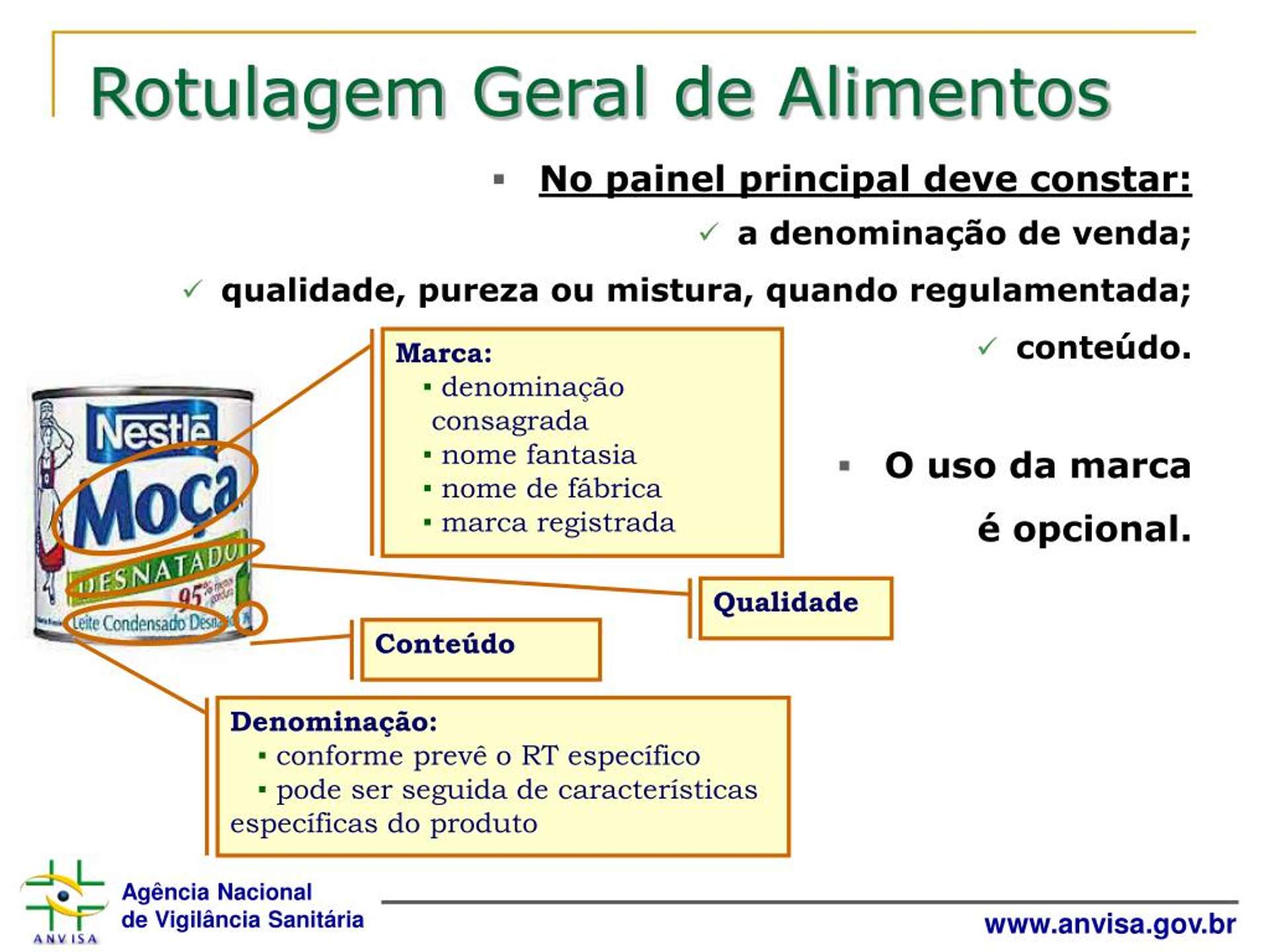 Imagem de um produto e suas especificações de nomenclatura obrigatórias. 
