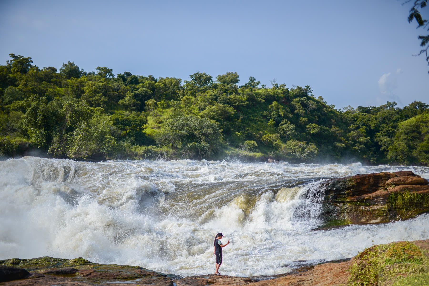 The Nile thundering over the top of Murchison Falls