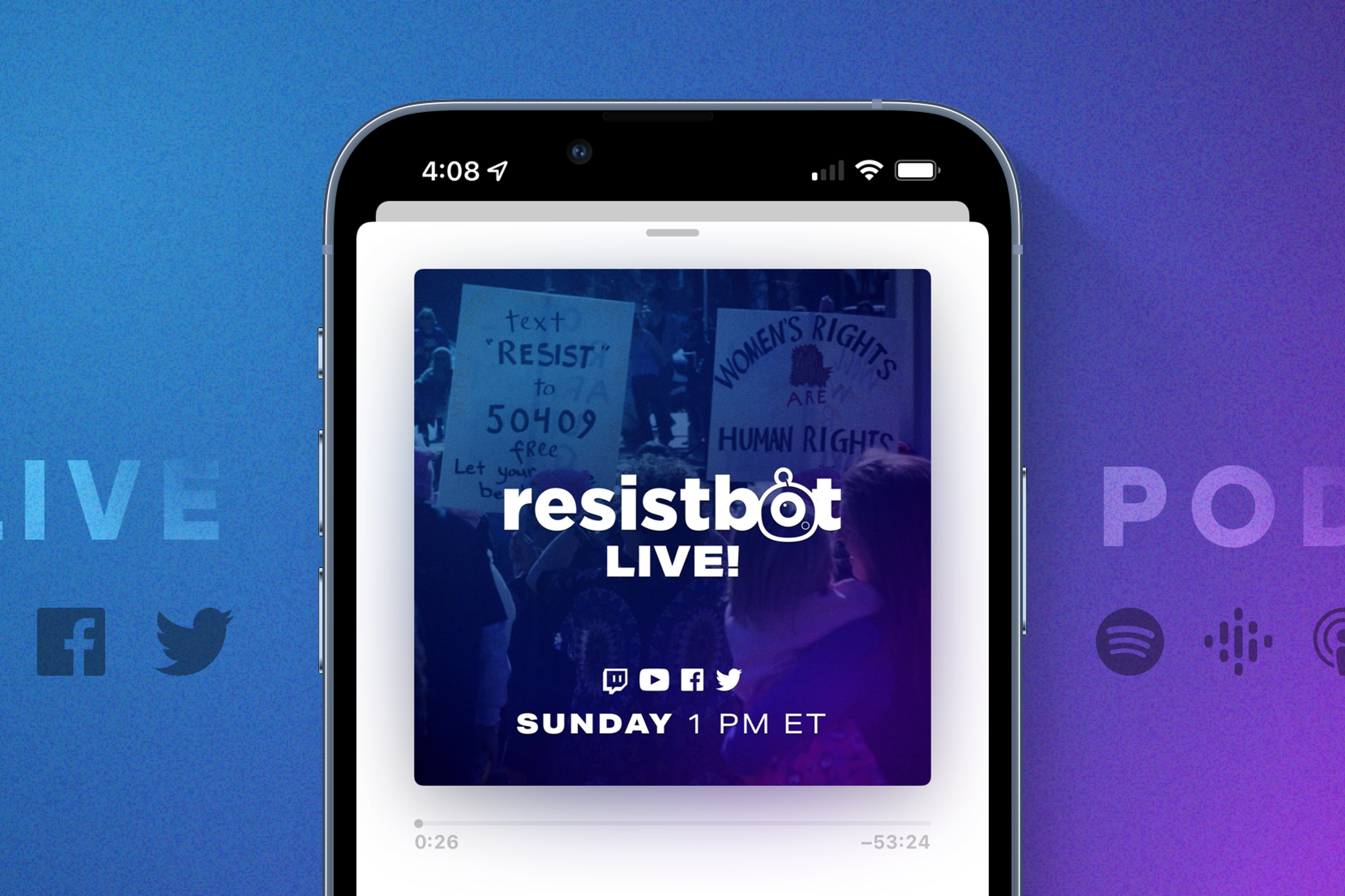 Resistbot Live airs every Sunday at 1 PM ET