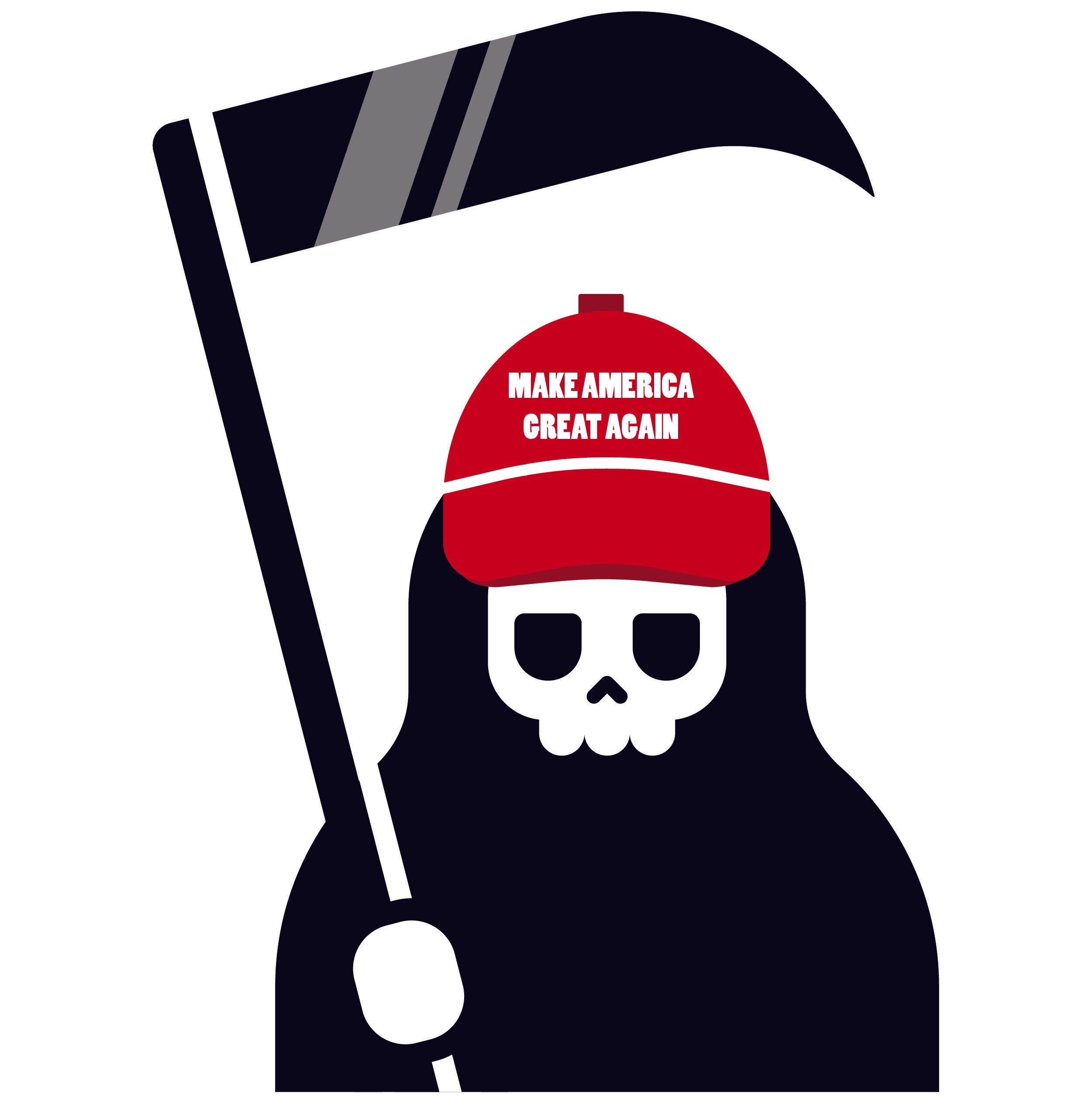 Grim reaper wearing a maga hat