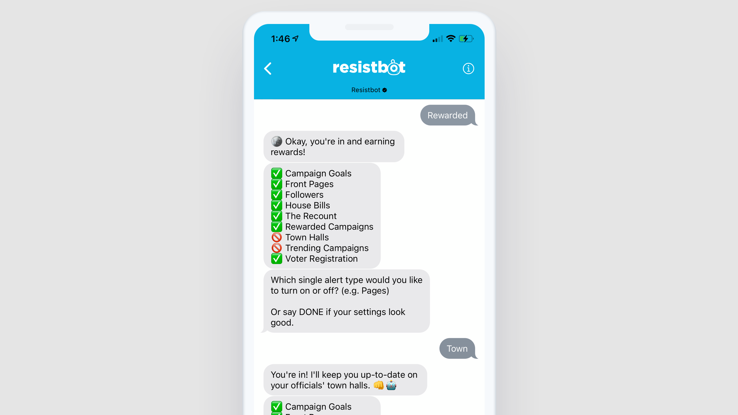 The alerts keyword on Resistbot