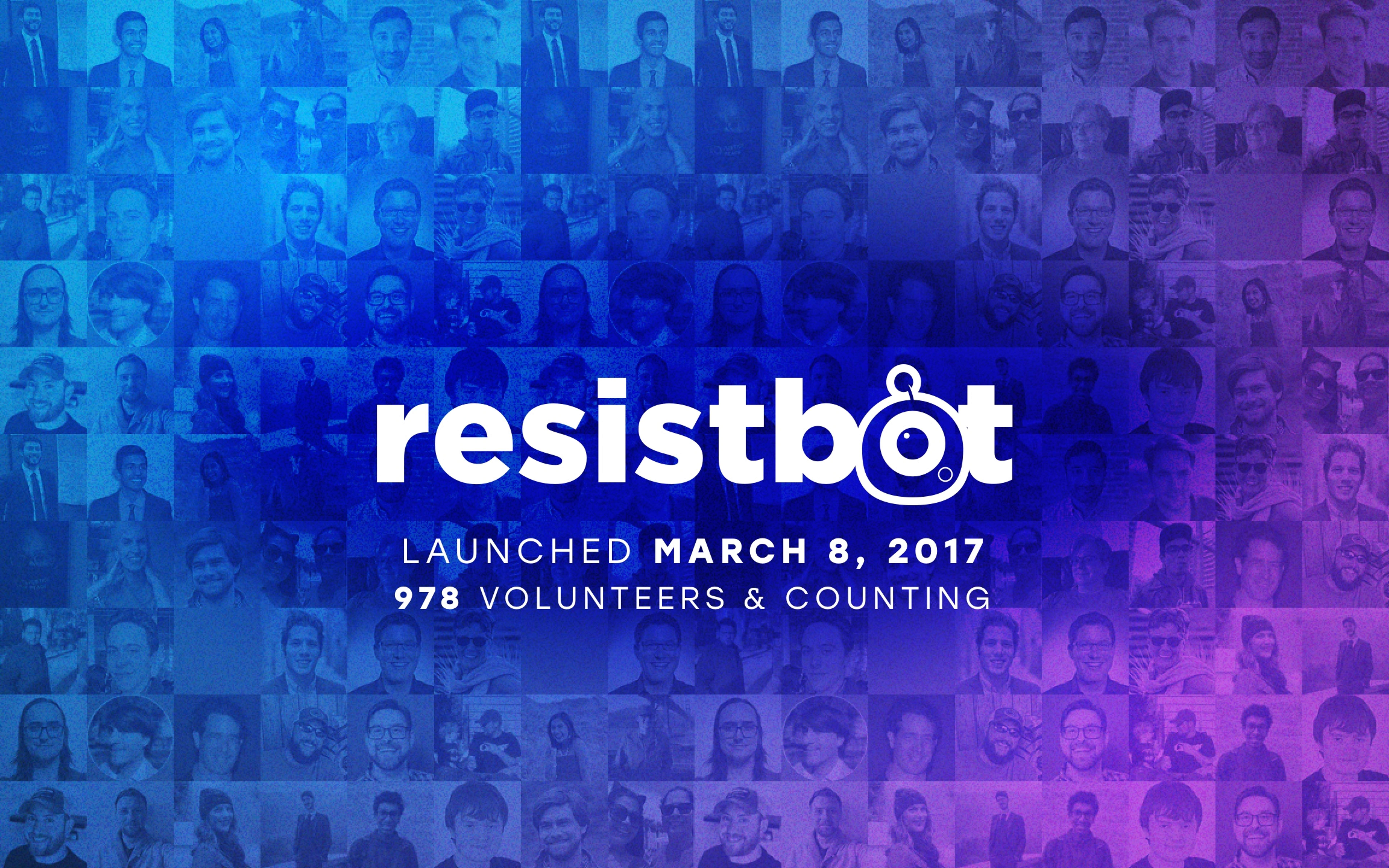 Resistbot logo with volunteer photos
