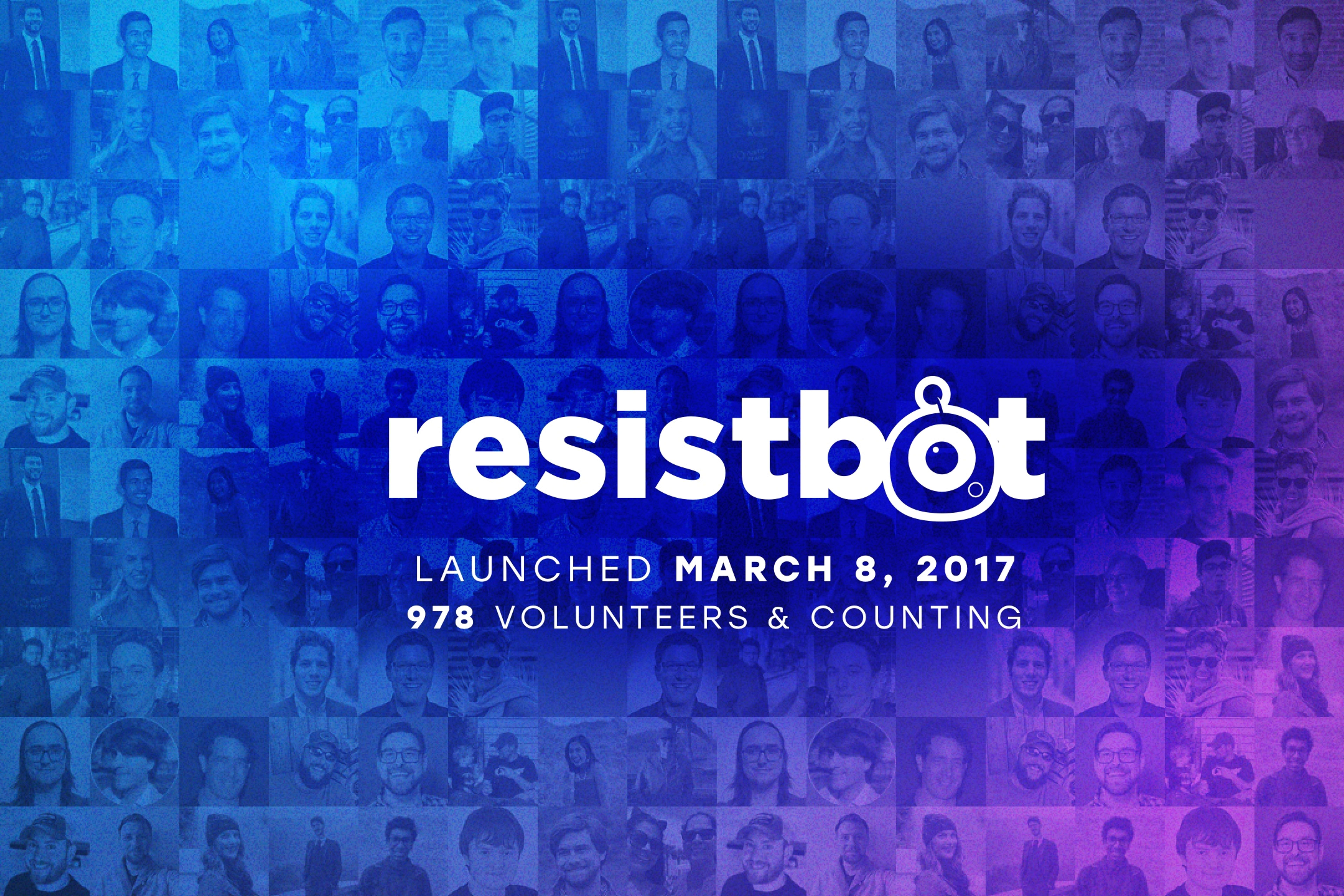 Resistbot logo with volunteer photos