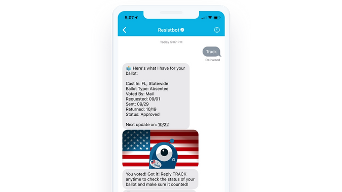 Image of iPhone using Resistbot tracking feature
