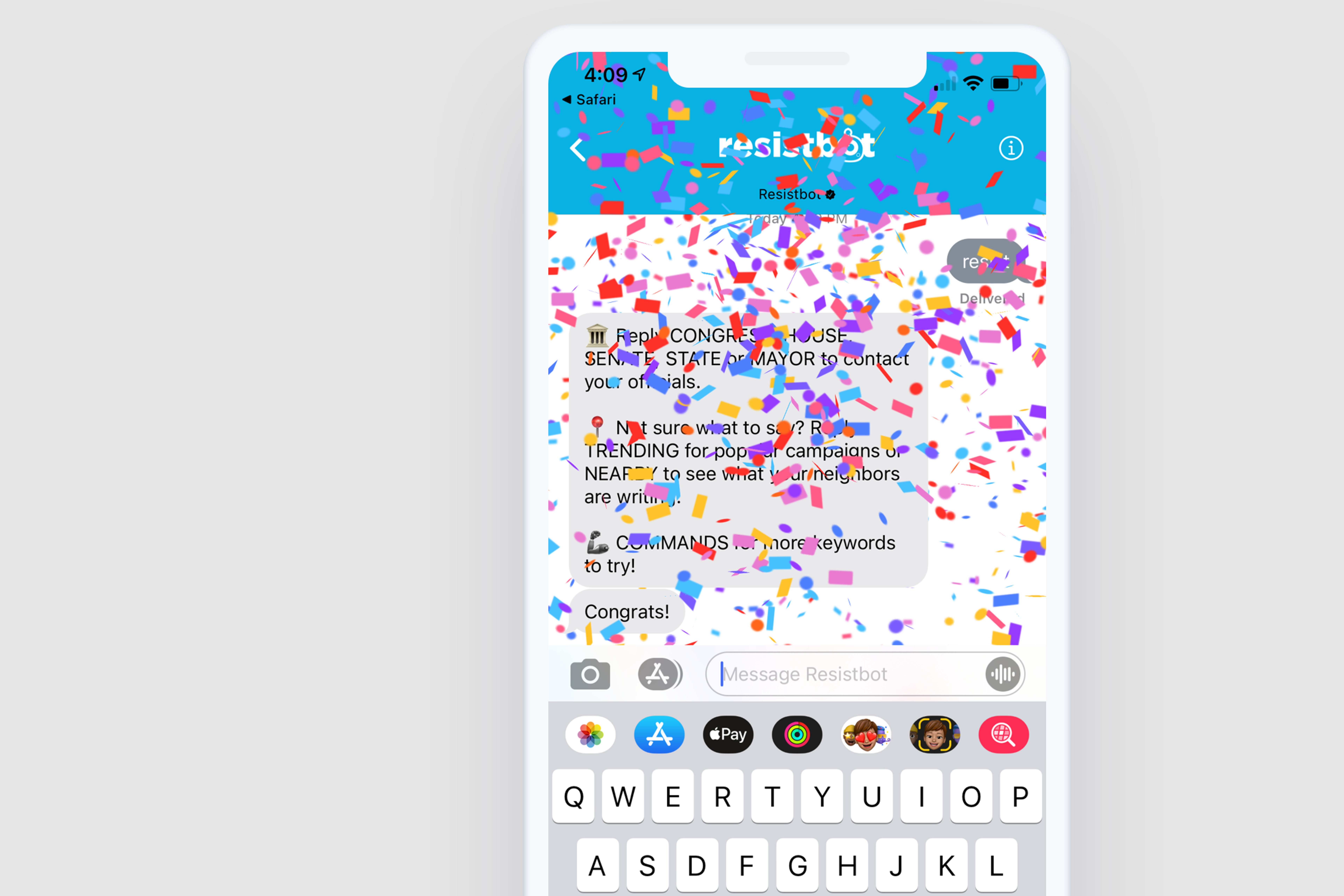 You have a new follower message in Resistbot
